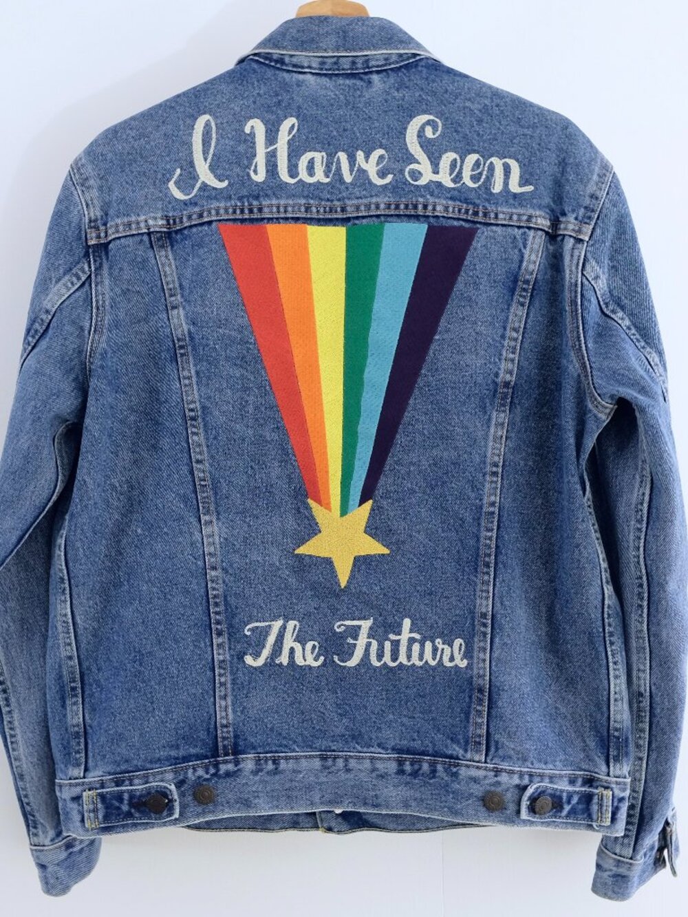 Levi's Cotton Denim Trucker Jacket, 2018 Pride Ltd Edition (Avan Jogia, XL)